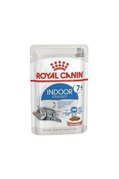 Royal Canin Feline Health Nutrition Indoor 7+ Gravy Cat Food Pouch, Pack of 12