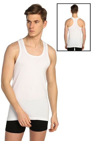 Tutku Men's White 2 Pack Ribbed Sports Undershirt ELF568T0118CCM2