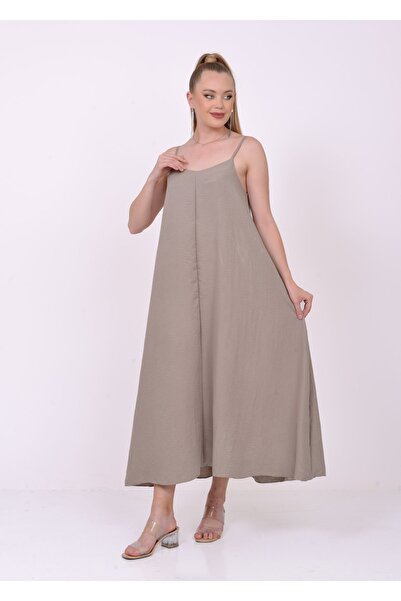 SevdeUgur Γυναικείο Καλοκαιρινό Μακρύ Φαρδύ Φόρεμα Mink Strap / Sevde Ugur