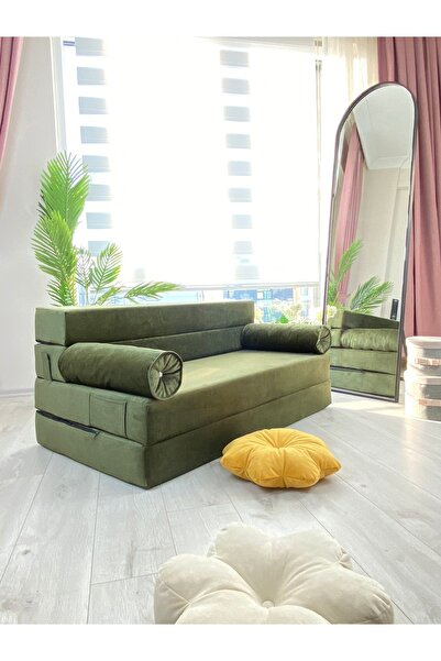 Minnes Full Sünger Katlanır Yatak&katlanır Koltuk-yeşil Babyface Kadife 120*200cm