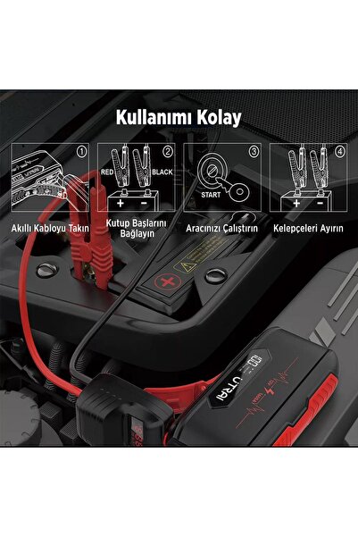 UTRAI Jstar 3 20000mah 1600a Jump Starter Taşınabilir Akü Takviye Cihazı Lcd Ekranlı (ÇANTA POWER BANK)