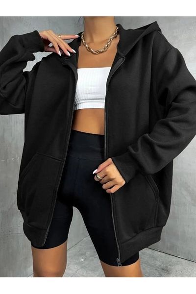 DEEPSENCE Black Hooded Unisex Cardigan - Hooded Fabric