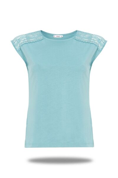 FSM1453 Жіночий зелений боді з мереживом без рукавів