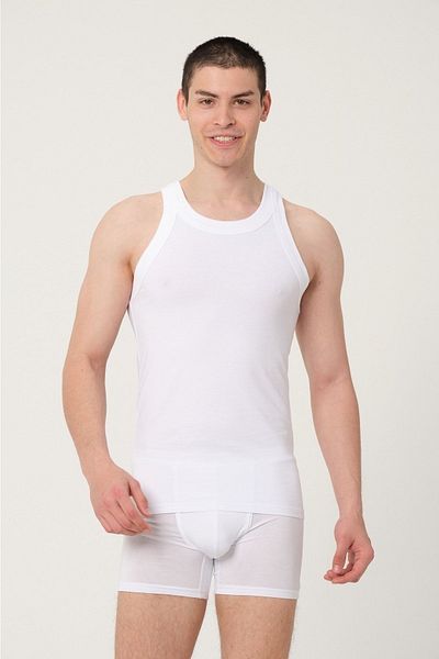 FSM1453 Ανδρικό βαμβακερό λαιμόκοψη Sportsman Lycra Singlet -1021