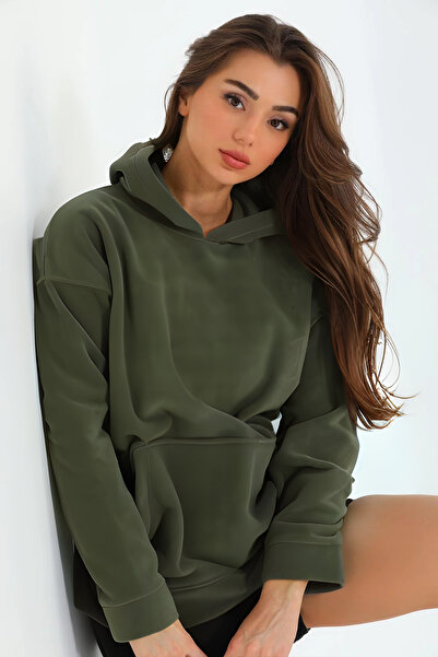 YAKAMEL Hanorac școlar supradimensionat pentru femei - 3 fire, buzunar cangur...