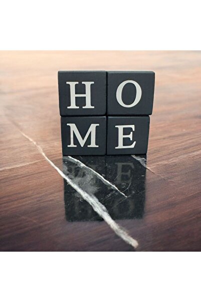 ENCİVA HOME YAZILI EV DEKOR AHŞAP  KAHVE DEKORASYON OBJESİ ANTRASİT KAHVE KÖŞ...