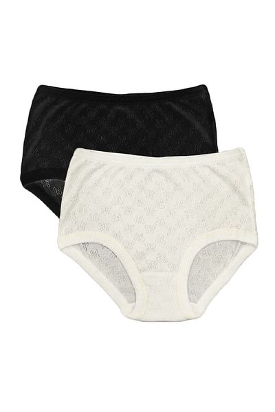 FSM1453 Women's Cotton Transfer Ribana Bato High Waist Elastic Slip Panties 6-Piece - 3009