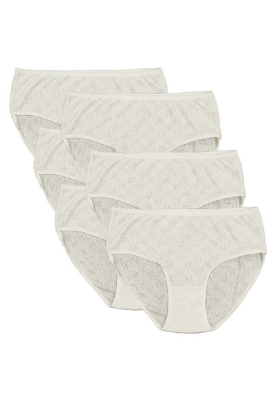 FSM1453 Women's Cotton Transfer Ribana Bato High Waist Slip Panties 6-Piece - 3001