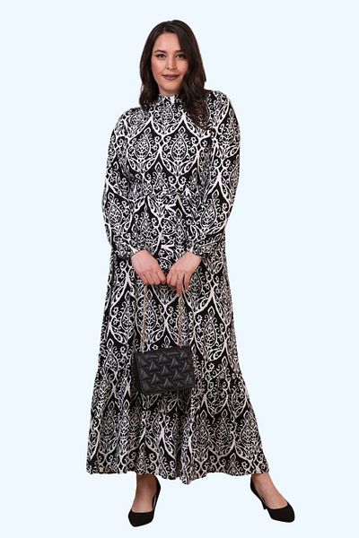 NEFASET Judge Collar Pleated Women's Dress