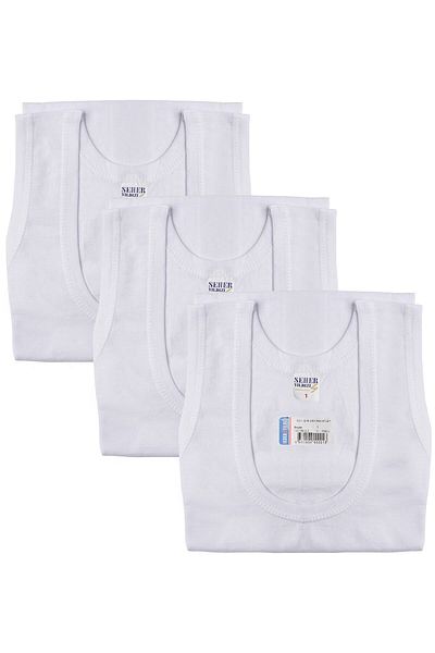 Seher Yıldızı 3-Piece White Men's Combed Cotton Undershirt