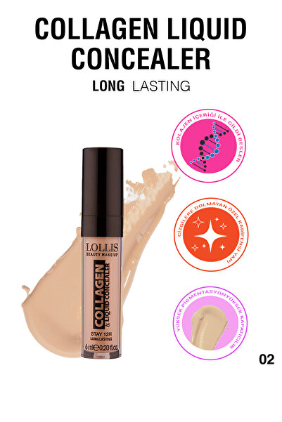 Lollis Collagen Liquid Concealer 02 / kolajen Likit Kapatıcı 02