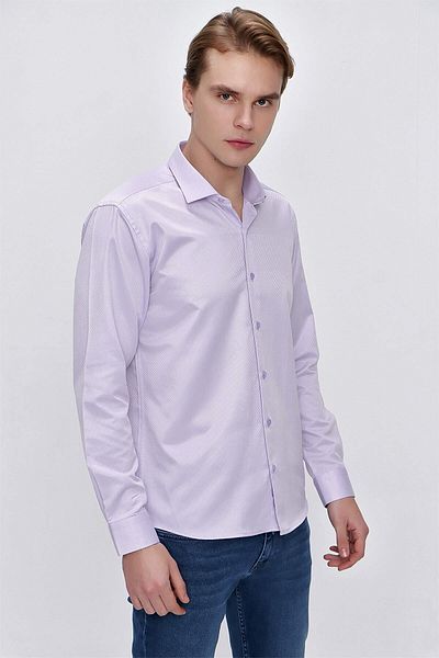 Morven Cămașă Jacquard Slim Fit liliac pentru bărbați