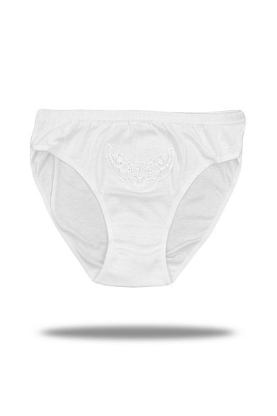 FSM1453 Women's Cotton Combed Ribbed Normal Waist Bikini Laced Panties 2-Piece -3002