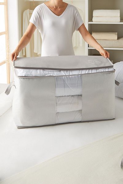 Ocean Home Textile Věci a věci s okny v mega velikosti Šedý pruhovaný polštář přikrývka na svetr 75x40x40