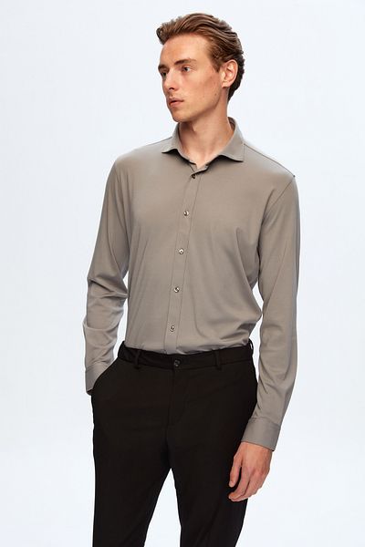 Tween Cămașă din raion simplă, gri, slim fit