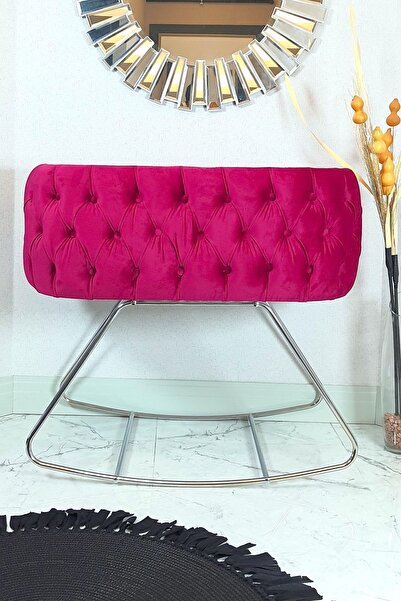 MiniWood Markaawm Anne Yanı Sallanır Beşik Metal Kapitone Sepet Beşik Fuşya