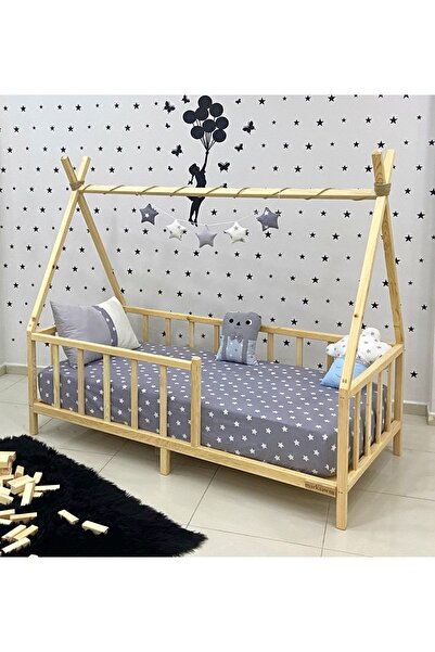 MiniWood Markaawm Montessori Yatak Doğal Çam Ağacı Kızılderili