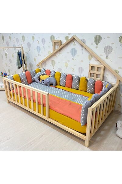MiniWood Ahşap Karyola Bebek Montessori Karyola Çocuk Yatak Doğal Çam