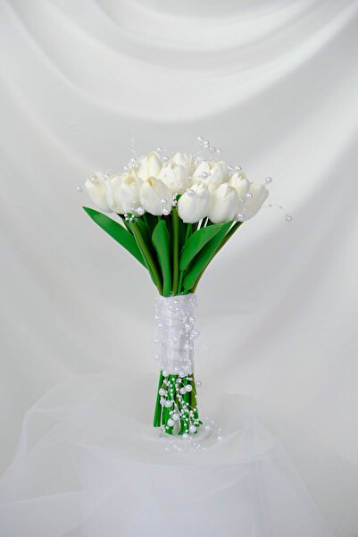 Uğur Gelin Buketi İncili Islak Laleler Gelin Buketi