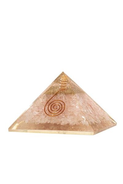 OSMANLI DOĞAL TAŞ Pembe Kuvars Doğal Taş Organit Piramit - 6cm