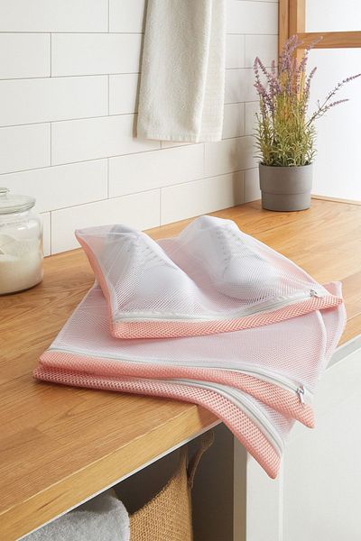 Ocean Home Textile 3 Pieces Pink Zippered Shoe Laundry Net Bag 35x40