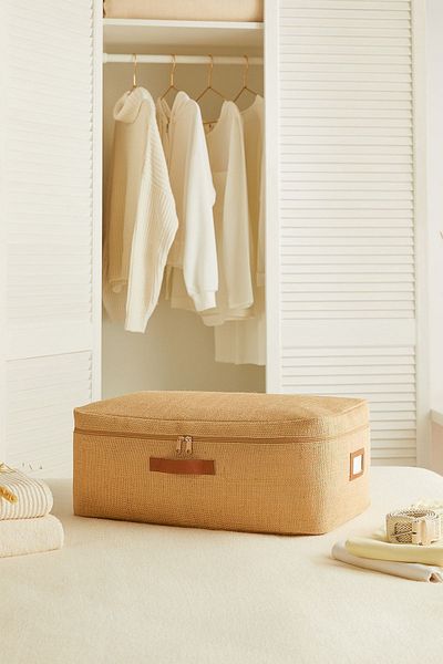 Ocean Home Textile Medium Size Jute Fabric Under Base Sweater Pique Blanket Bag 52x28x21