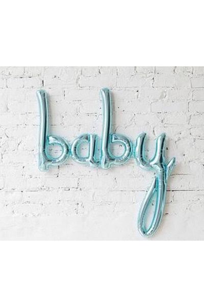 Deniz Party Store Baby Italic Foil Balloon Baby Blue
