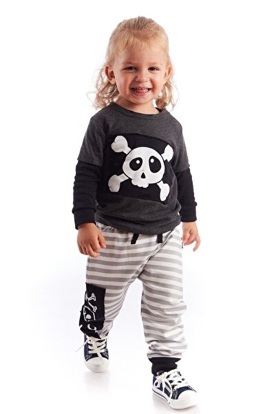 Colorinas Baby Striped Skull Printed Unisex Combed Sweatpants