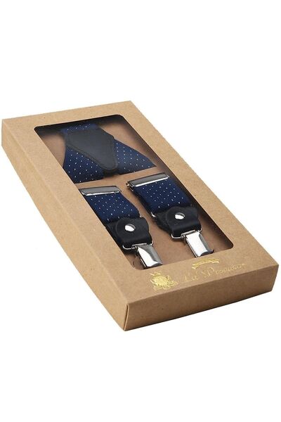 Kravatkolik Ανδρικό λουράκι παντελονιού με δερμάτινο λουράκι σε μπλε ναυτικό χρώμα Pan43