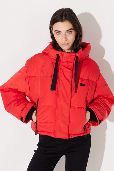 Lee Regular Fit Regular Cut Hooded Stehkragen Damen Crop Red Puffy Jacket