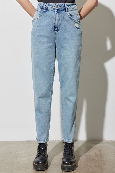 WRANGLER Mom Fit Vysoký pas Úzké nohavice Vintage střih Dámské Světle modré Bavlna Strečové Jean Denim Jeans