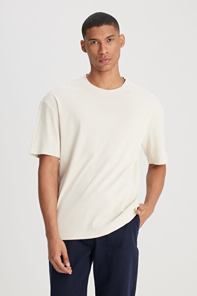 Lee Loose Fit Rahat Kesim Bisiklet Yaka Bej Tişört