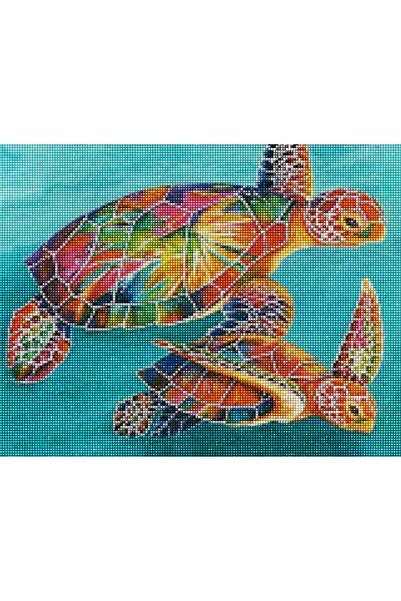 MAXİ Kaplumbağalar - Diamond Painting, Elmaslı Goblen, Mozaik Tablo, Elmas, B...