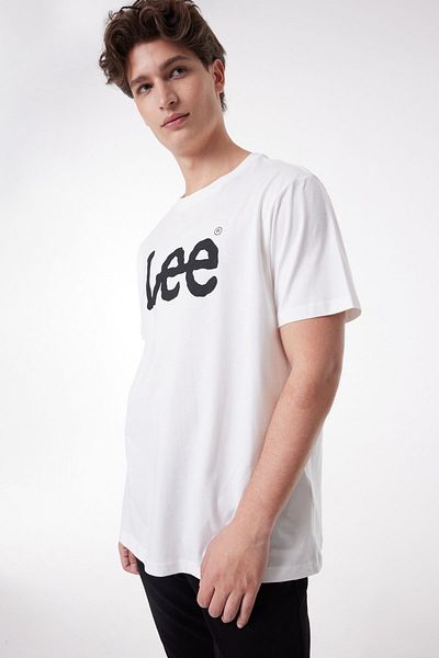 Lee Regular Fit Regular Cut Crew Neck 100% Cotton White Men's T-shirt
