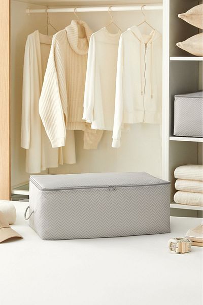 Ocean Home Textile Πουλόβερ μεσαίου μεγέθους με μοτίβο γκρι ψαροκόκαλο - κουβέρτα πικέ, 52x28x21