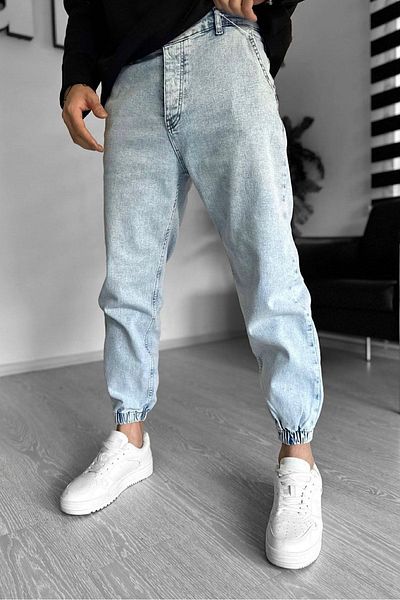 NO61 MAN Acid Washed Jeans with Elastic Legs