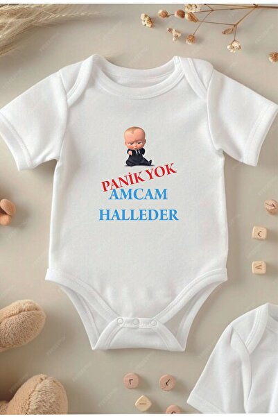 yeşil baskı merkezi Cotton baby bodysuit - No Panic My Uncle Will Handle It P...