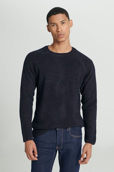 Lee Regular Fit Regular Cut Crew Neck Navy Blue Turquoise Sweater