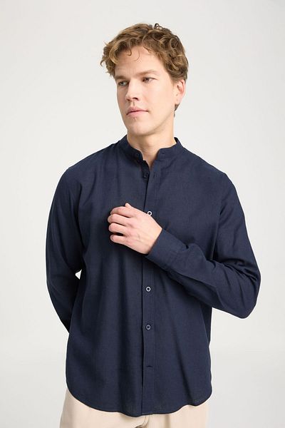 WRANGLER Magnificent Collar Navy BlueRelaxedFit Shirt - Wide Fit