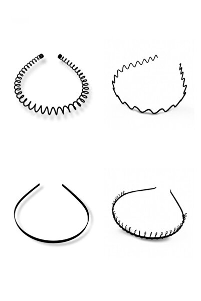 MAZEN Set de 4 coroană metalică unisex pentru sportiv, coroană plată în zig-zag cu pieptene cu arc