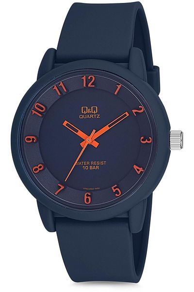 Q&Q Navy Blue Unisex 10 Atm Waterproof Silicone Wristwatch