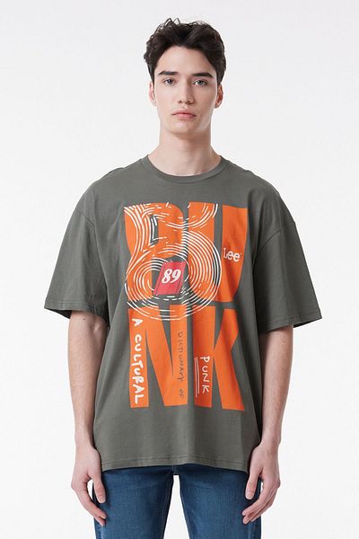 Lee Regular Fit Regular Cut Crew Neck 100% Cotton Khaki Men's T-Shirt