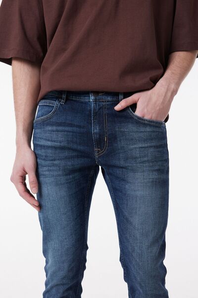 Lee Luke Slim Fit Dar Kesim Düşük Bel Koyu Mavi Esnek Jean Kot Pantolon