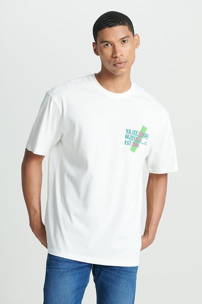 Lee Relaxed Cut Crew Neck - 100% βαμβακερό λευκό μπλουζάκι