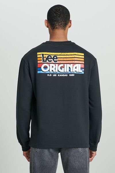 Lee Regular Fit Normal geschnittenes Rundhals-Sweatshirt aus schwarzem Fleece für Herren