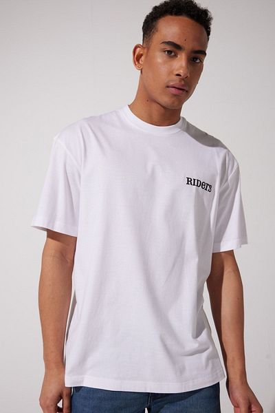 Riders by Lee Λευκό T-shirt με λαιμόκοψη 100% βαμβακερό LooseFit