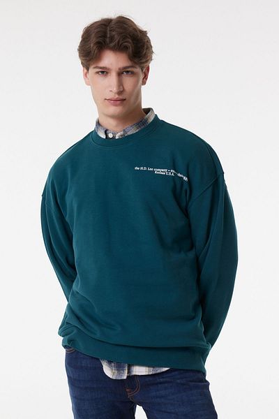 Lee Locker sitzendes, entspannt geschnittenes Rundhals-Sweatshirt aus 100 % Baumwolle in Smaragdgrün für Herren