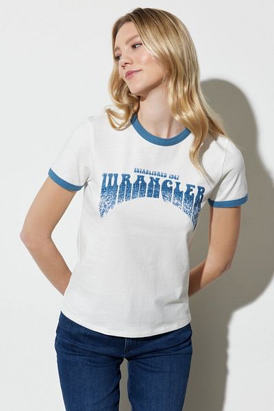 WRANGLER White Regular Fit Crew Neck 100% Cotton T-Shirt