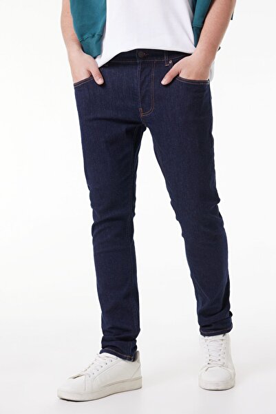 Lee Luke Slim Fit Dar Kesim Normal Bel Koyu Mavi Esnek Jean Kot Pantolon