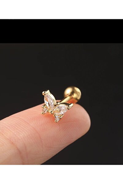 BY DİLEK ÇETİN ACCESSORY Cerrahi Çelik Gold Kelebek Kıkırdak Helix Tragus Pie...